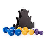 York Fitness Vinyl Dipped Dumbbell 12 KG Set with Stand, York Fitness
